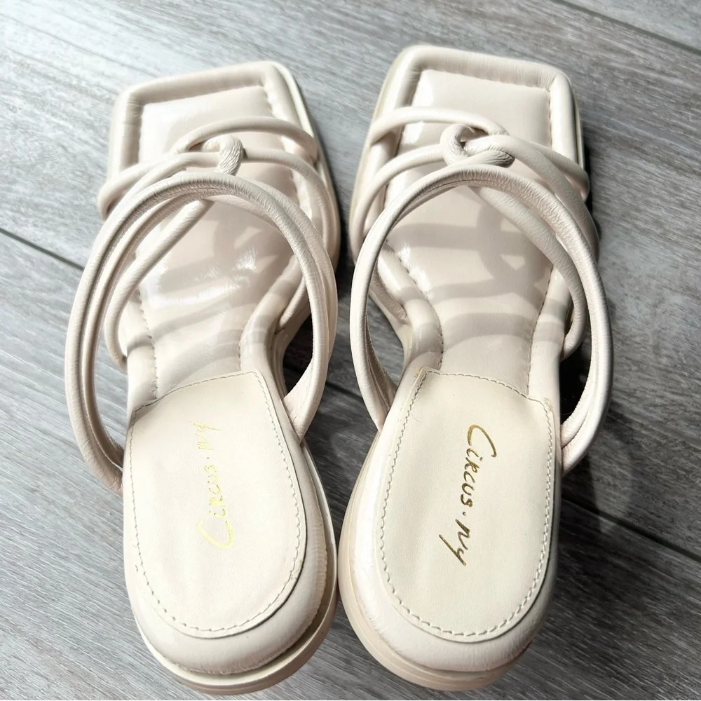 Circus by Sam Edelman Savanna Sqaure  Toe Strappy Sandal in Vanilla Bean - Picture 7 of 13